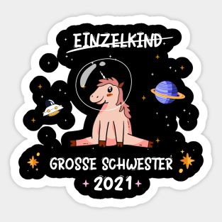 Große  Schwester 2021 Astronauten Einhorn Planeten Sticker